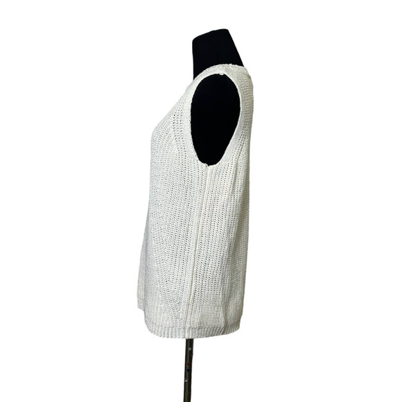 Philosophy Ivory Crew Neck Sleeveless Cable Knit Sweater M - Picture 4 of 12